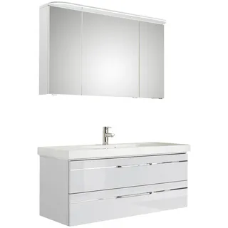 Pelipal Badezimmer , Weiß, Weiß Hochglanz , Metall , 6 Fächer , 2 Schubladen , 123 cm , Made in Germany , hängend, Typenvielfalt , Badezimmer, Badmöbelsets & Badmöbelserien, Badmöbel-Sets