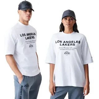 New Era Nba Linear Grphc Box La Lakers Kurzarm-t-shirt - White - L