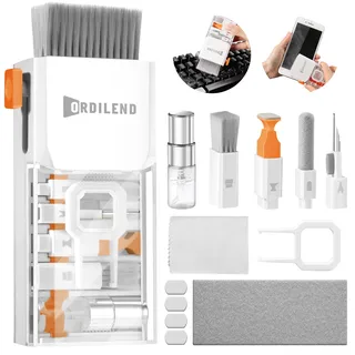 Ordilend Tastatur Reinigungsset, Alles in Einem Handy Laptop Reinigungsset, für iPhone Airpods Tastaturreiniger mit Bürste und Spray, Keyboard Cleaner for Tablet Computer PC Monitor Kamera mit Patent