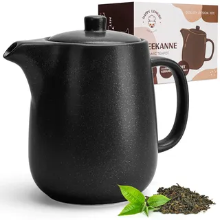 Happy Lemuro Teekanne mit Siebeinsatz - 1,2 l - Keramik Teekanne Schwarz (Anthrazit) - Teapot - Tee Zubehör - Tea Pot - Teezubereiter für Losen Tee