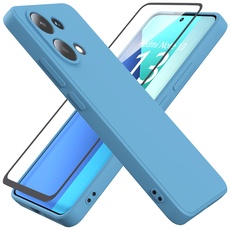 HHUIWIND Hülle für Kompatibel mit Xiaomi Redmi Note 13 4G (6,67 Zoll) mit 9D Schutzfolie,Handyhülle Liquid Silikon TPU Case Schutzhülle für Xiaomi Redmi Note 13 4G - Blau
