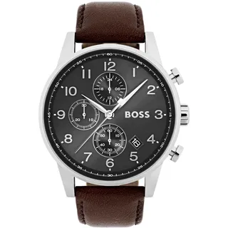 Hugo Boss Herrenuhr 1513494: Eleganz & Funktionalität - Silber, Grau, Braun