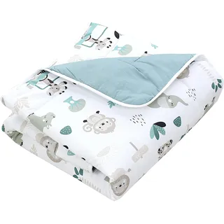 TupTam Krabbeldecke für Baby 120x120 cm - Gepolsterte Spieldecke Baby Baumwolle, XXL, OEKO-TEX, Weich & Hautfreundlich, Farbe: Zoo Grün