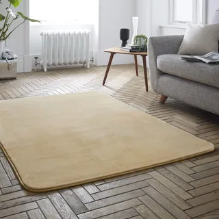 GC GAVENO CAVAILIA Extra weicher und Flauschiger Samt-Griff, Rutschfester, glänzender Schlafzimmerteppich für bequemes Wohn- und Schlafzimmer, natürliche Heimdekoration, goldfarben, 120 x 170 cm, 100