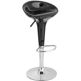Baroni Home Drehbarer Barhocker mit Verstellbarer Höhe, Sitz aus verchromtem Kunststoff, mit Fußstütze und kratzfestem Boden, Hocker, Küche, Restaurant, Halbinsel, 40x4 x59-79 cm, Schwarz 1 Stück