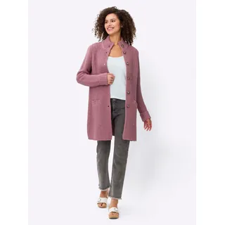 Longstrickjacke HEINE, Damen, Gr. 48, rosa (altrosa), 85% Polyacryl, 15% Wolle, unifarben, Strickjacken Longstrickjacke
