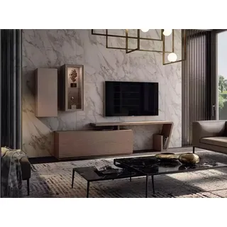 Wohnwand Schrank TV-Schrank Wohnzimmer-Set Anbau Wand Wohnwände Schrankwand - Grau