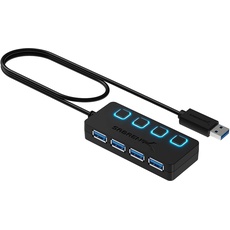Bild von USB hub 3.2x1, USB Adapter, USB Verteiler, USB 3 hub mehrfach verlängerung mit EIN/AUS-schaltern und langes Kabel, für PS5, PC, Laptop, USB Stick, drucker, MacBook und mehr (HB-UM43)