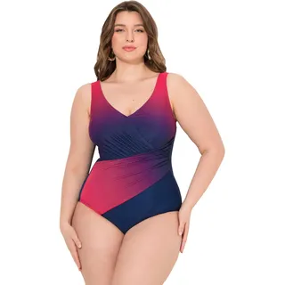 Ulla Popken Damen große Größen Übergrößen Plus Size Badeanzug, Farbverlauf, Softcups, recycelt
