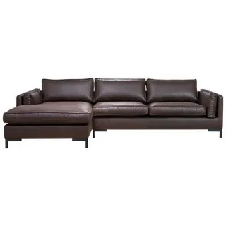 Hom`in Ecksofa , Dunkelbraun , Metall , Füllung: Silikon , Ottomane links , 295x160 cm , Made in Eu , Wohnzimmer, Sofas & Couches, Wohnlandschaften, Ecksofas