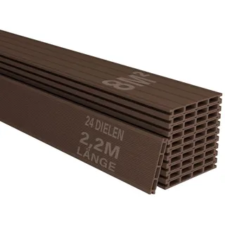 Juskys Terrassendiele 14,6 x 2,5 x 220 cm braun