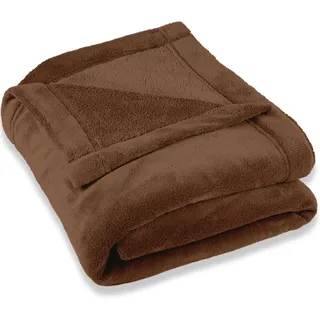 CELINATEX Flauschige Kuscheldecke 150 x 200 cm braun Decke Sofa warm Wohndecke weich Mikrofaser Fleece Oeko-TEX Montreal