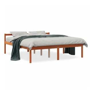 vidaXL Seniorenbett Wachsbraun 160x200 cm Massivholz Kiefer