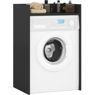 Akord Schwarzes Waschmaschinenmöbel für intelligente Aufbewahrung 64 cm mit 1 Regal und Selbstmontage - Schwarz