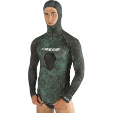 Bild Unisex-Adult Hunter Hooded Rush Top Rash Guard Shirt mit Kapuze für Wassersport, Camo Grün, M