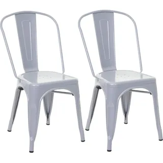 2er-Set Stuhl HWC-A73, Bistrostuhl Stapelstuhl, Metall Industriedesign stapelbar  grau - Grau