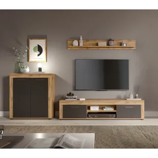 Home Affaire Wohnwand »Aosta, Breite 255cm, bestehend aus Highboard, Lowboard, Wandboard« 3 Stk. tlg., grau