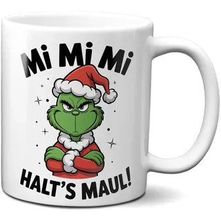 TassenKing Grinch Tasse Anti Weihnachten Spruch Ironie Sarkasmus lustige Weihnachtsbecher Geschenke für Weihnachtsmuffel MiMiMi weiß