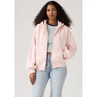Hoodie LEVI'S "EVERYDAY FULL ZIP HOODIE SWEATSHIRT", Damen, Gr. S (36), rosa (crystal pink brushed fleece), Sweatware, Obermaterial: 58% Baumwolle, 42% Polyester, unifarben, regular fit normal, ohne Ausschnitt, Rippbündchen, Sweatshirts Hoodie, mit Logo Stickerei, Topseller