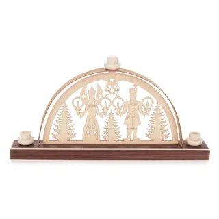 Mini Schwibbogen Engel und Bergmann Lichterpaar 17,5x8cm Himmelsbote Kumpel