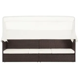 vidaXL Gartensofa mit Sonnendach Poly Rattan Braun - Braun, Weiß