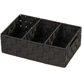 Wenko Organizer Mod. Adria Aufbewahrungskorb mit 3 Fächern und praktischem Griff 32 x 10 x 21 cm schwarz