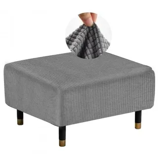 Litinliv Hockerbezug Quadratisch, Sofa Überzug, Hockerabdeckung, Hocker Bezug, Hocker Protector, Jacquard Fußhocker Bezug, Universeller Pouf-Bezug(Länge 80-100cm, Breite: 80-100cm, Höhe: 38-45cm)