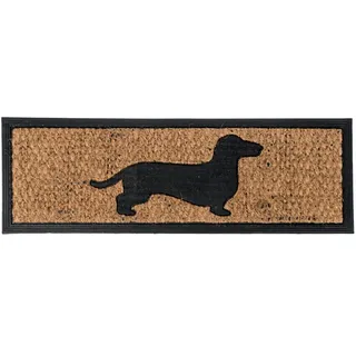 Homescapes FUßMATTE Dackel, Kokos & Gummi 25/75 cm , Naturmaterialen , Tiere , Rechteckig , 25x75 cm , Teppiche und Böden, Schmutzfangmatten, Fußmatten