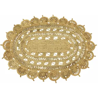 carpetfine Juteteppich Cate", beige (natur), B:80cm H:13mm L:150cm, Jute, Teppiche, Sisalteppich, natürliches Pflanzenmaterial von Hand gewebt, Boho Style