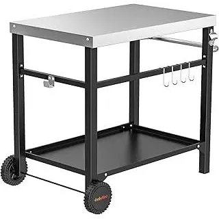 onlyfire Grillwagen | Edelstahl Grilltisch mit großer Arbeitsfläche, Grill Beistelltisch Outdoor Grill Trolley Grilltisch Outdoor Servierwagen Outdoor Garten Trolley für Outdoor, Garten, 85,3×61×81cm