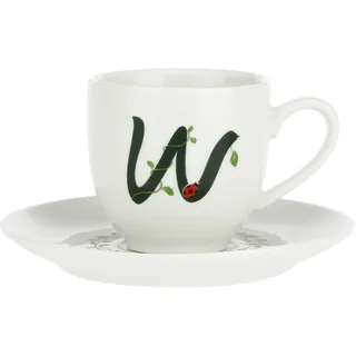 PORCELLANA Solotua Kaffeetasse mit Untertasse Buchstabe W 85 ml in Geschenkbox