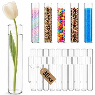 Forhandy 30 Stück Reagenzgläser, Reagenzglas Vase Borosilikatglas