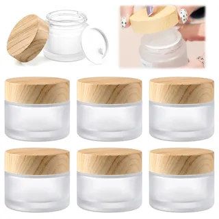 6 Stück 15ml Glastiegel, Cremedosen zum Befüllen, Salbentiegel,Glas Döschen | Creme Behälter, Döschen mit Deckel, Kleine Cremedosen zum Befüllen, Döschens, für Kosmetika, Gesichtscremes, Lotionen