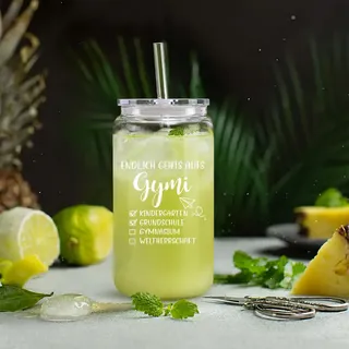 Joymaking Trinkgläser mit Deckel und Strohhalmen für Eiskaffee Cola Milchtee Eistee Soda 17oz, Longdrinkgläser, Einschulung Geschenk, Gymnasium 5 Klasse Geschenke, Weiterführende Schule Geschenk