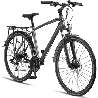 Licorne Bike Premium Touring Trekking Bike in 28 Zoll - Fahrrad für Jungen, Mädchen, Damen und Herren - 21 Gang-Schaltung - Mountainbike - Crossbike - Grau