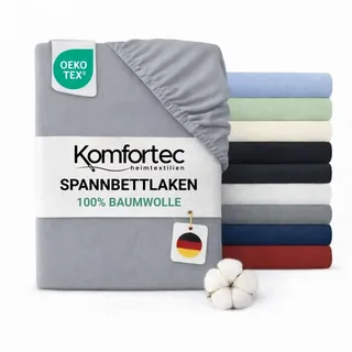 Komfortec Spannbettlaken Jersey 180 x 200 cm grau