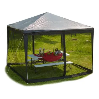 Relaxdays Moskitonetz für 3 x 3 m Pavillon, 2 Seitenteile, mit Reißverschluss, Klettband, 12 m XL Mückennetz, schwarz
