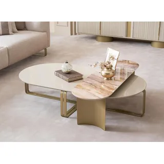 Beiger Couchtisch aus Holz Wohnzimmertisch Designertisch Wohnzimmermöbel - Beige