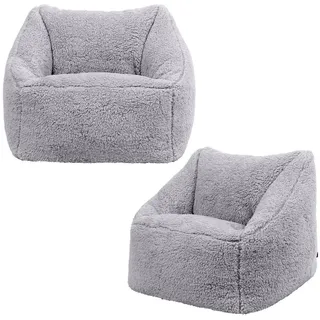 icon Sitzsack Flauschig für Kinder 2er-Set , Grau , Kunststoff , 100 L , 55x44x55 cm , Hergestellt in Deutschland , Wohnzimmer, Sessel, Sitzsäcke, Kindersitzsäcke