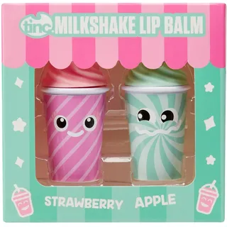 Tinc - Balsamo Labbra Milkshake per Bambini - Frutta Profumata - Fragola, Mela - Idratazione Labbra - Regalo per Feste - Due Gusti - Balsamo Idratante - Fragola e Mela