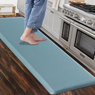 Carvapet rutschfest Küchenteppich Anti Ermüdungsmatte Küchenläufer Schaum-Stehmatten PVC Abwischbar Laufteppich Küchenmatte Bodenmatte (Türkis,44x152cm)