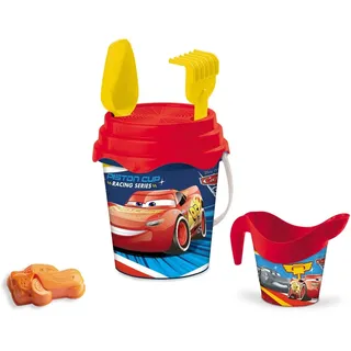 Mondo Toys - BUCKET SET + WATER CAN CARS - Sandeimer Set ø17 cm mit Giesser - 6-Teiliges Strandspielzeug Set für Kinder ab 3 Jahren, Strandset - 18532