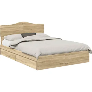 vidaXL Aufbewahrungsbett Sonoma-Eiche 140 x 200 cm Holzwerkstoff - Braun