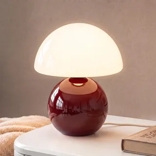 Dawnwake Nachttischlampe Dimmbar Tischlampe LED Pilzlampe, Keramikbasis Glas, Tischlampe für Wohnzimmer Schlafzimmer, Dekorative Nachtlampe (Weihnachtsrot)