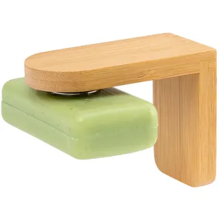 bremermann Magnet-Seifenhalter, Bambus , Braun , Holz , 4.5x9x7 cm , Badaccessoires, Seifenschalen