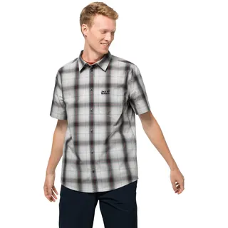Jack Wolfskin Herren Luftiges Outdoor Hemd Kurzarm, Dusty Grey Checks, M