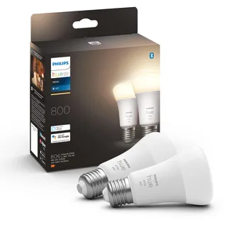 Philips Hue White E27 Lampe Doppelpack 2x805lm, dimmbar, warmweißes Licht, steuerbar via App, kompatibel mit Amazon Alexa (Echo, Echo Dot)