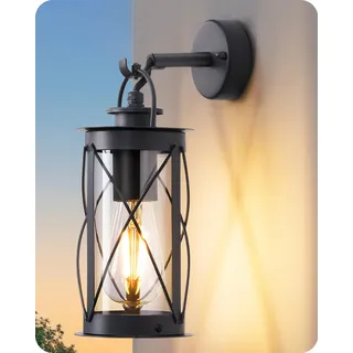 EDISHINE Wandleuchte Außen/Innen, Wandlampe mit Aluminiumrahmen und E27-Fassung, IP44 wasserdicht, Retro Wandbeleuchtung für Café, Bar, Terrasse und Hof, ohne Leuchtmittel, Anthrazit