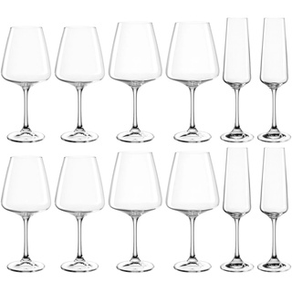 Leonardo Paladino Kelch-Glas Set, 12er Set, Weißwein-, Rotwein- und Sekt-Gläser, spülmaschinenfeste Kelch-Gläser, Sekt- und Weingläser-Set, 066313