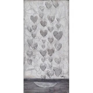 Ölbild BÖNNINGHOFF "Ölgemälde, Herzen", grau (farbe bild(er): grau), B:40cm H:80cm T:2,5cm, Canvas, Holz, Bilder, Ölbild, handgefertigt